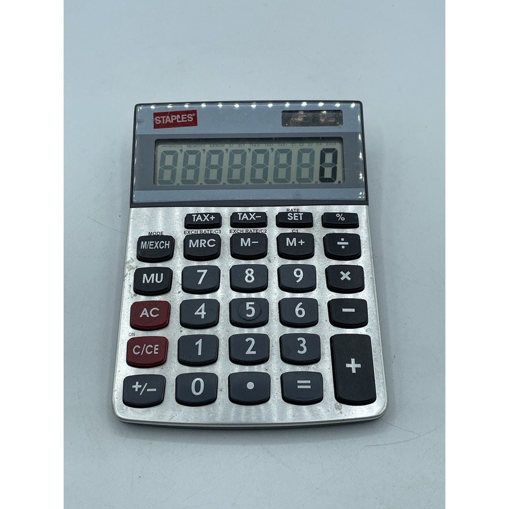 Staples SPL-240 Desktop Calculator 10 Digit Large Keys LCD SolarBattery Working